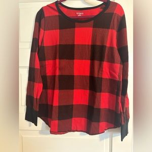 Old navy waffle knit red plaid pajama top